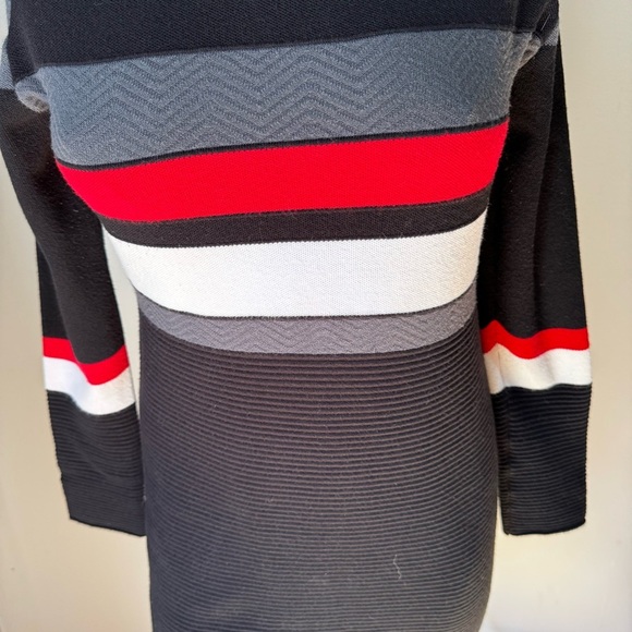 Krimson Klover Pearl Black Textured Wide Stripe Long Sleeve Sweater Dress Sz M - Picture 5 of 11